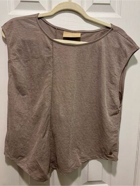 Velez Artisan Sleeveless Asymmetrical Top in Tan M